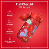 ION8 Leak Proof Kids Water Bottle, Recyclon, Red Unicorns, 350ml (12oz)