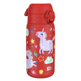 ION8 Leak Proof Kids Water Bottle, Stainless Steel, Red Unicorns, 400ml (13oz)