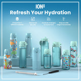 ION8 Leak Proof Kids Water Bottle, Stainless Steel, Blue Unicorns, 400ml (13oz)