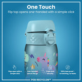 ION8 Leak Proof Kids Water Bottle, Recyclon, Blue Unicorns, 350ml (12oz)