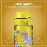 ION8 Leak Proof Kids Water Bottle, Recyclon, Yellow Unicorns, 350ml (12oz)