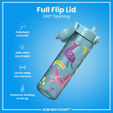 ION8 Leak Proof Slim Water Bottle, Recyclon, Blue Unicorns, 500ml (18oz)