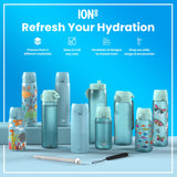 ION8 Leak Proof Slim Water Bottle, Recyclon, Blue Unicorns, 500ml (18oz)