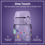 ION8 Leak Proof Kids Water Bottle, Recyclon, Purple Unicorns, 350ml (12oz)