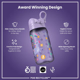ION8 Leak Proof Kids Water Bottle, Recyclon, Purple Unicorns, 350ml (12oz)