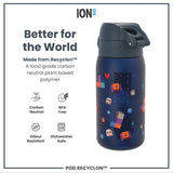 ION8 Leak Proof Kids Water Bottle, Recyclon, Gamer, 350ml (12oz)