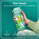 ION8 Leak Proof Kids Water Bottle, Stainless Steel, Farming Animals, 400ml (13oz)