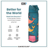 ION8 Leak Proof Slim Water Bottle, Recyclon, Whales, 500ml (18oz)