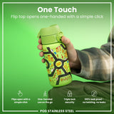 ION8 Leak Proof Water Bottle, Stainless Steel, Cars, 400ml (13oz)