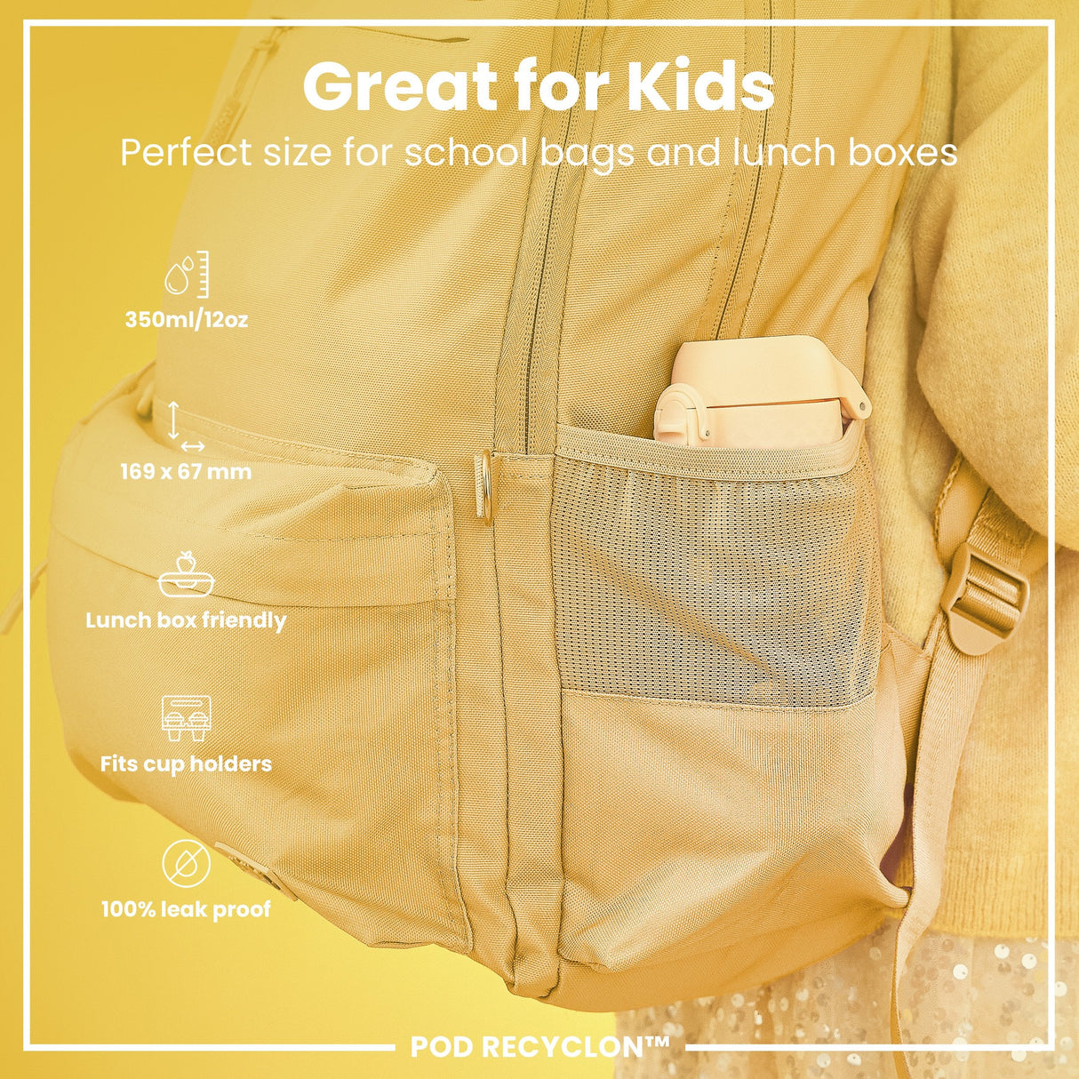 ION8 Leak Proof Kids Water Bottle, Recyclon, Bugs Life, 350ml (12oz)