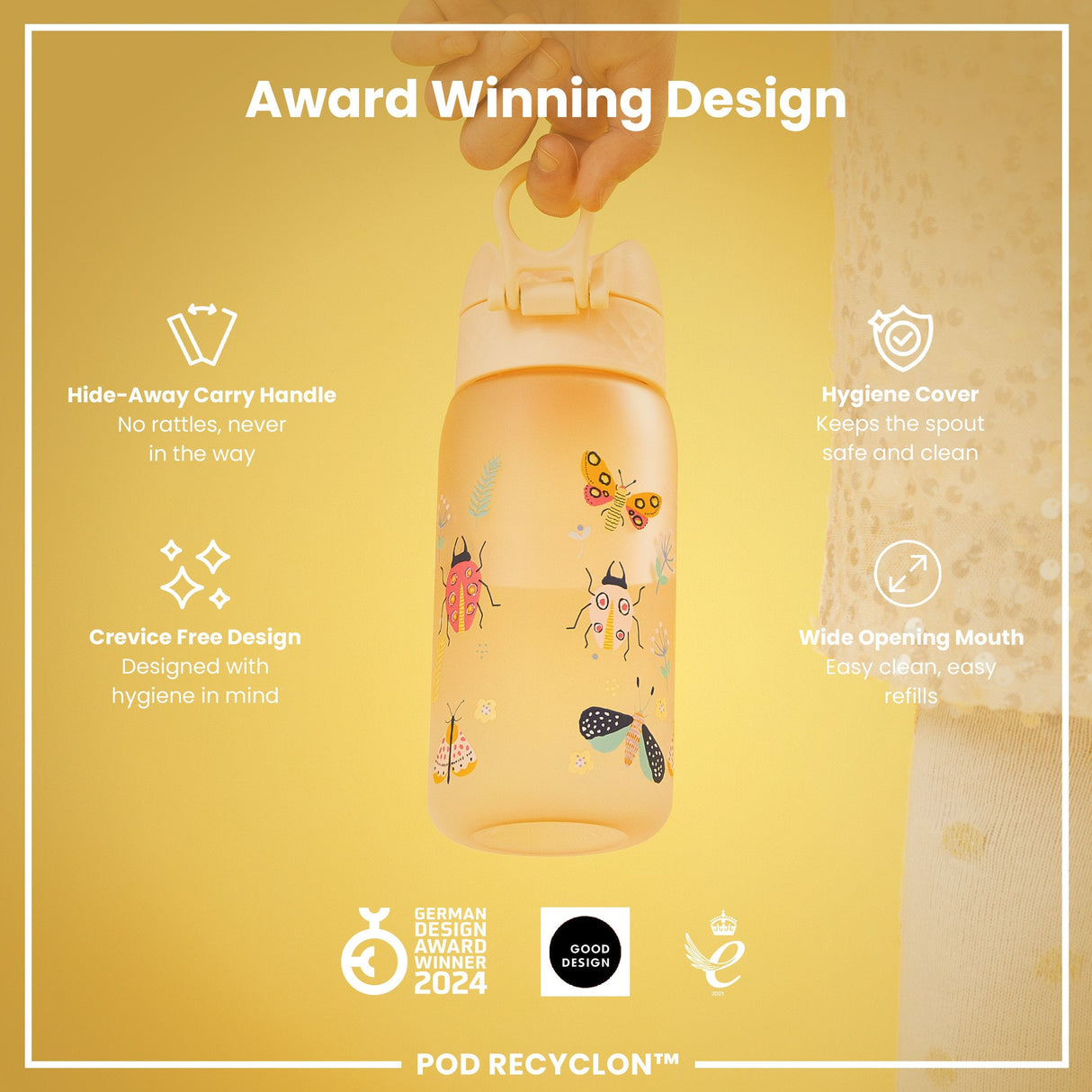 ION8 Leak Proof Kids Water Bottle, Recyclon, Bugs Life, 350ml (12oz)