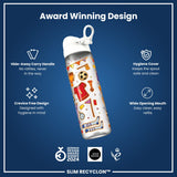 ION8 Leak Proof Slim Water Bottle, Recyclon, Football, 500ml (18oz)
