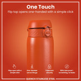 ION8 Leak Proof 1 Litre Water Bottle, Stainless Steel, Hearty Orange, 1L