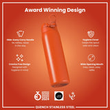 ION8 Leak Proof 1 Litre Water Bottle, Stainless Steel, Hearty Orange, 1L