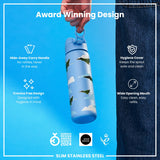 ION8 Leak Proof Slim Water Bottle, Stainless Steel, Fighter Jets, 600ml (20oz)