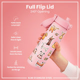 ION8 Leak Proof Slim Water Bottle, Stainless Steel, Dogs, 600ml (20oz)