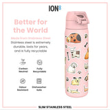 ION8 Leak Proof Slim Water Bottle, Stainless Steel, Dogs, 600ml (20oz)