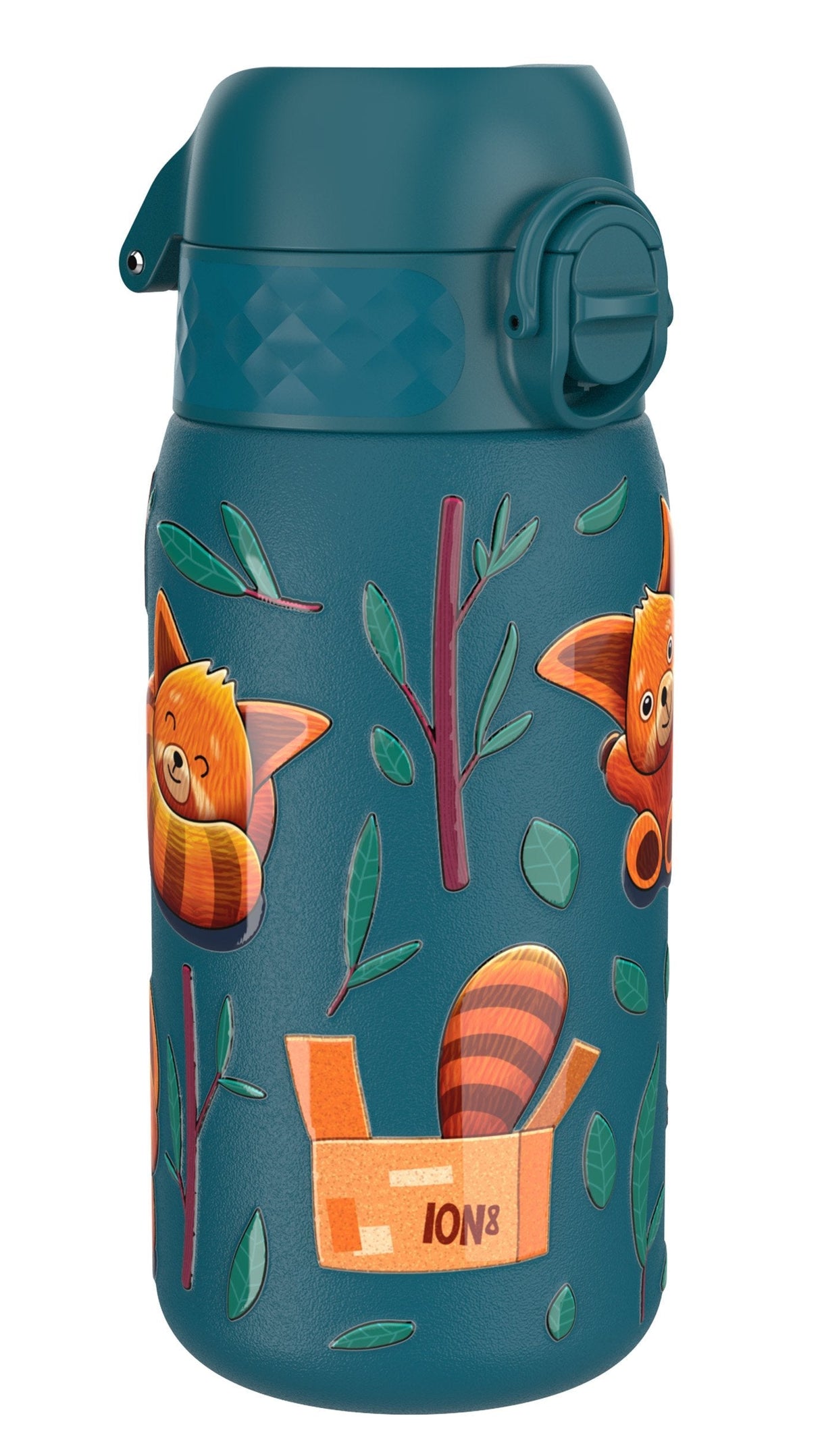 ION8 Leak Proof Kids Water Bottle, Stainless Steel, Red Pandas, 400ml (13oz)