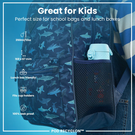 ION8 Leak Proof Kids Water Bottle, Recyclon, Robots, 350ml (12oz)
