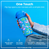 ION8 Leak Proof Kids Water Bottle, Stainless Steel, Flamingos, 400ml (13oz)