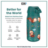 ION8 Leak Proof Kids Water Bottle, Stainless Steel, Otters, 400ml (13oz)