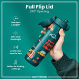 ION8 Leak Proof Slim Thermal Steel Water Bottle, Insulated, Automobiles, 500ml (17oz)