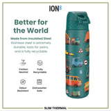 ION8 Leak Proof Slim Thermal Steel Water Bottle, Insulated, Automobiles, 500ml (17oz)