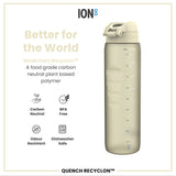 ION8 Leak Proof 1 litre Water Bottle, Recyclon, Creamy White, 1L