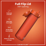 ION8 Leak Proof Slim Water Bottle, Recyclon, Hearty Orange, 500ml (18oz)