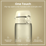 ION8 Leak Proof Slim Water Bottle, Recyclon, Creamy White, 500ml (18oz)