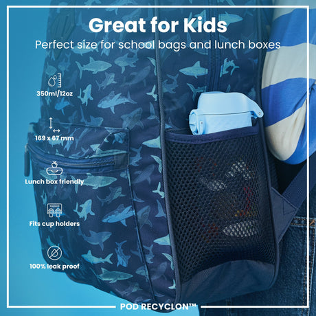 ION8 Leak Proof Kids Water Bottle, Recyclon, Safari, 350ml (12oz)