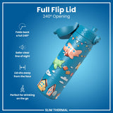 ION8 Leak Proof Slim Thermal Water Bottle, Insulated Steel, Airplanes, 500ml (17oz)