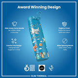 ION8 Leak Proof Slim Thermal Water Bottle, Insulated Steel, Airplanes, 500ml (17oz)