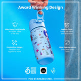 ION8 Leak Proof Kids Water Bottle, Stainless Steel, Mermaids, 400ml (13oz)