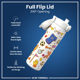 ION8 Leak Proof Slim Thermal Steel Water Bottle, Insulated, Football, 500ml (17oz)