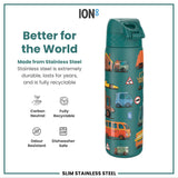 ION8 Leak Proof Slim Water Bottle, Stainless Steel, Automobiles, 600ml (20oz)