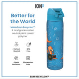 ION8 Leak Proof Slim Water Bottle, Recyclon, Dino Band, 500ml (18oz)