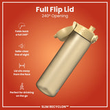 ION8 Leak Proof Slim Water Bottle, Recyclon, Desert, 500ml (18oz)