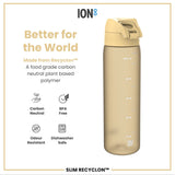 ION8 Leak Proof Slim Water Bottle, Recyclon, Desert, 500ml (18oz)