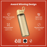 ION8 Leak Proof Slim Water Bottle, Recyclon, Desert, 500ml (18oz)