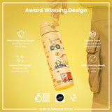 ION8 Leak Proof Slim Water Bottle, Stainless Steel, Diggers, 600ml (20oz)