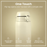 ION8 Leak Proof 1 Litre Water Bottle, Stainless Steel, Creamy White, 1L