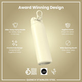 ION8 Leak Proof 1 Litre Water Bottle, Stainless Steel, Creamy White, 1L