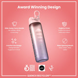 ION8 Leak Proof Water Bottle with Times to Drink, Recyclon, Purple & Rose, 1L