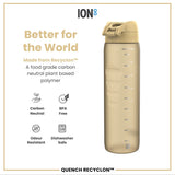 ION8 Leak Proof 1 litre Water Bottle, Recyclon, Desert, 1L