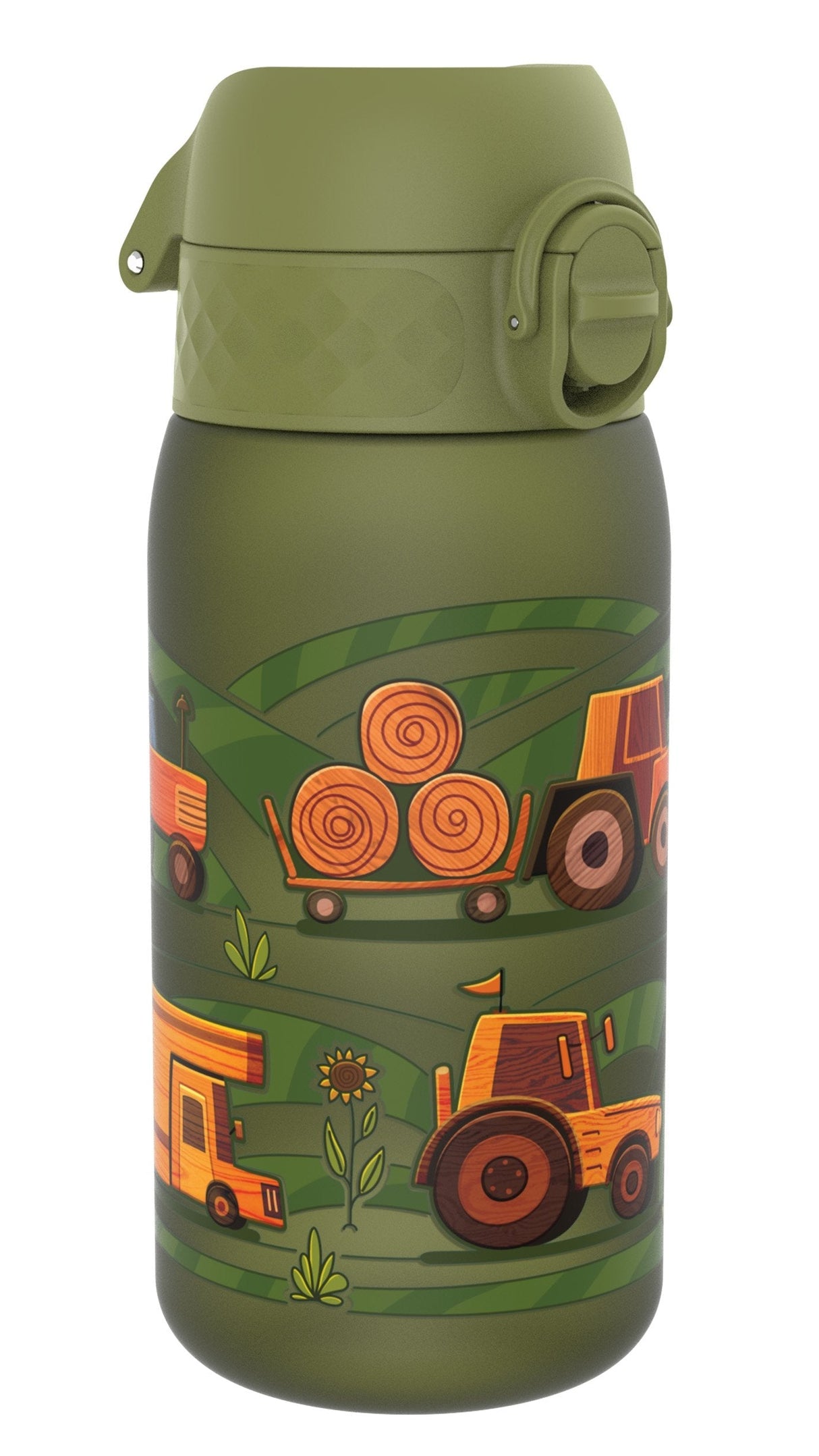 ION8 Leak Proof Kids Water Bottle, Recyclon, Farming Machines, 350ml (12oz)