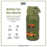 ION8 Leak Proof Kids Water Bottle, Recyclon, Farming Machines, 350ml (12oz)