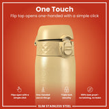 ION8 Leak Proof Slim Water Bottle, Stainless Steel, Desert, 600ml (20oz)
