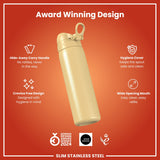 ION8 Leak Proof Slim Water Bottle, Stainless Steel, Desert, 600ml (20oz)
