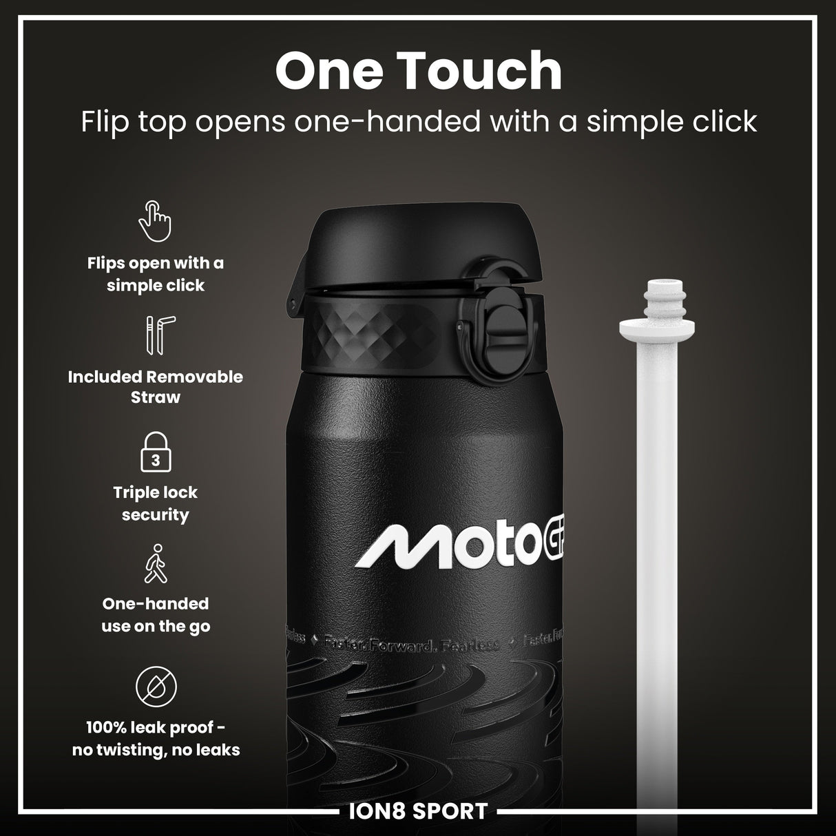 MotoGP x ION8 Insulated Steel Water Bottle, MotoGP Lean, 750ml (24oz)